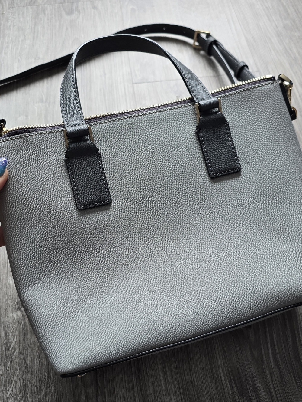 KATE SPADE Two-Tone Gray and Black Satchel Purse Handbag Monochrome - Picture 5 of 16